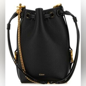 Chloé Black Marcie Bucket Shoulder Bag with Gold Chain Brand New